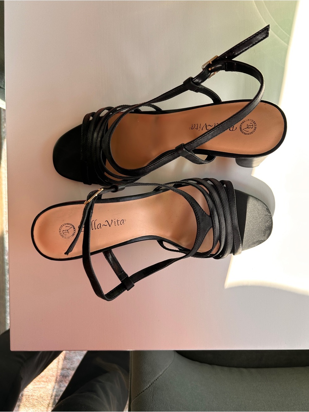 Bella Vita Black Strappy Heel Sandals- extra wide width